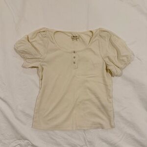 Off-white Madewell puff sleeve top